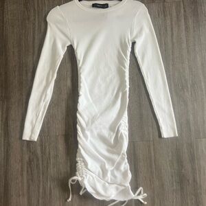 Lioness White Long Sleeve Bodycon Dress knit chinched sides